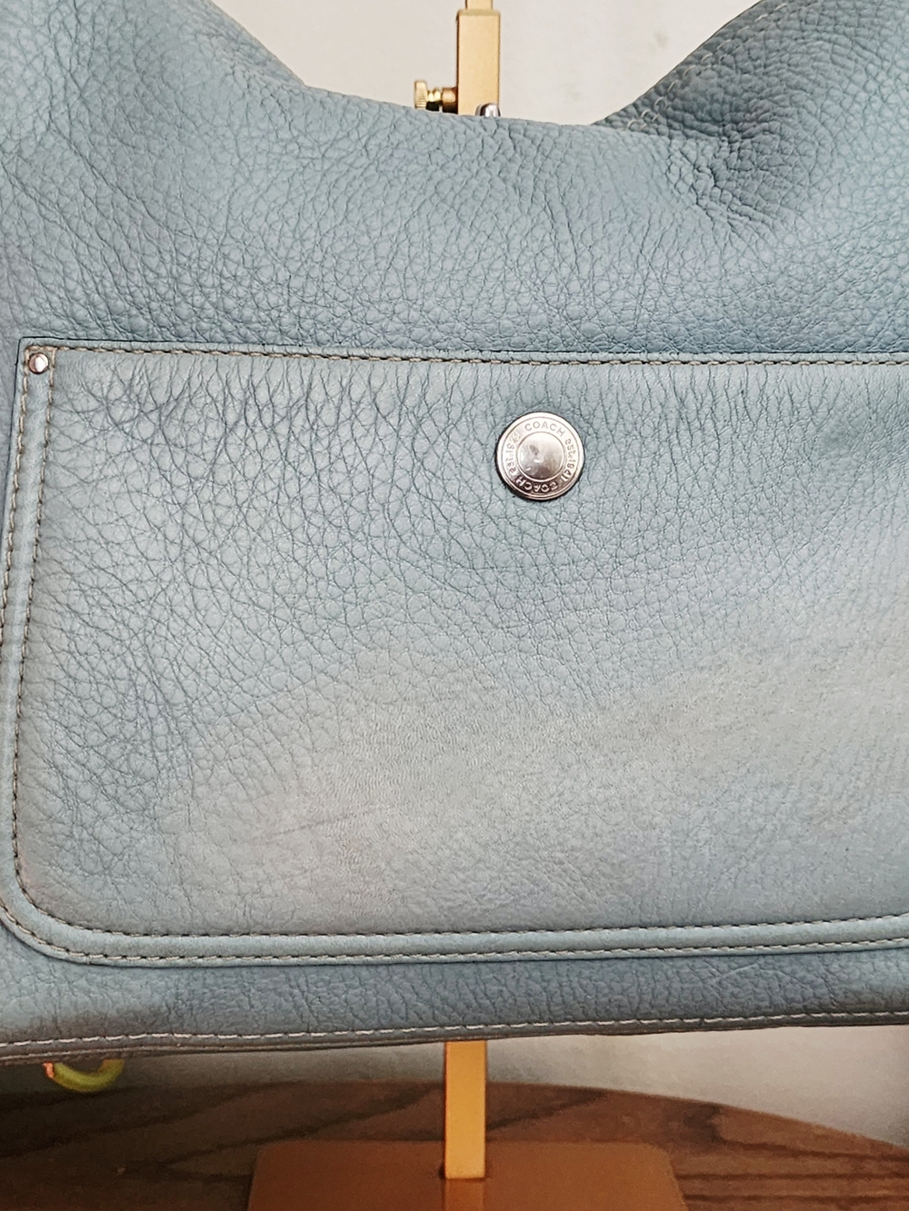 Vintage Coach Chelsea Pebbled Leather Hobo Bag + Wallet Set 🩵🤎 - Picture 2 of 8